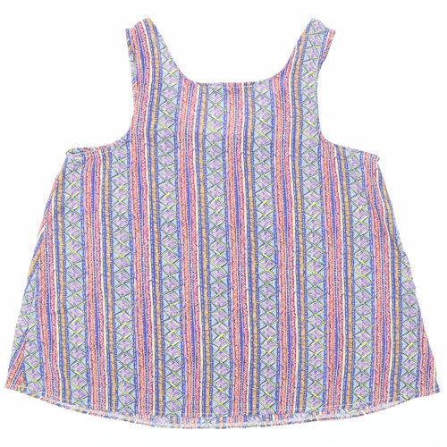 Atmosphere Womens Multicoloured Geometric Polyester Basic Tank Size 12 Round Neck