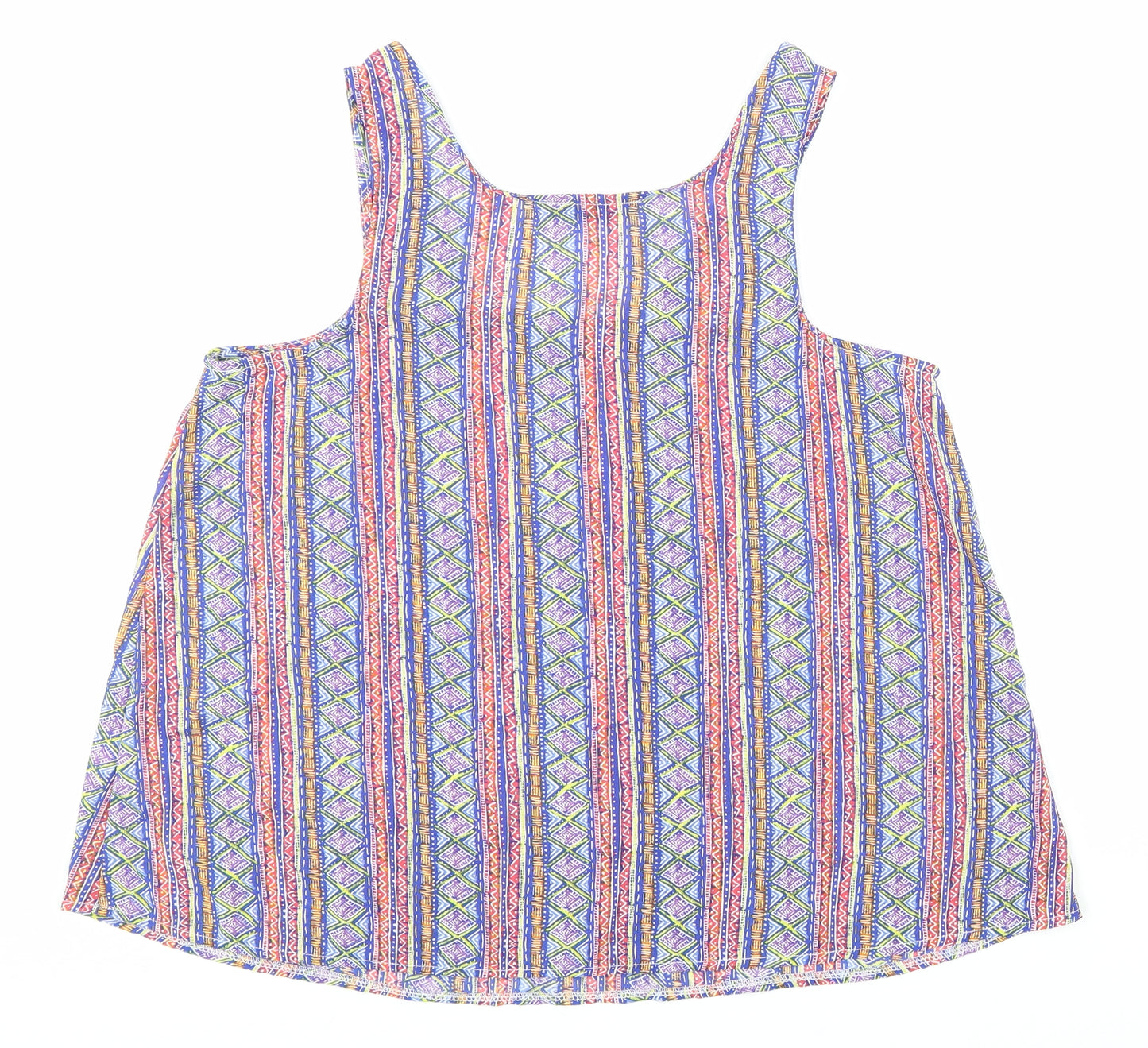 Atmosphere Womens Multicoloured Geometric Polyester Basic Tank Size 12 Round Neck