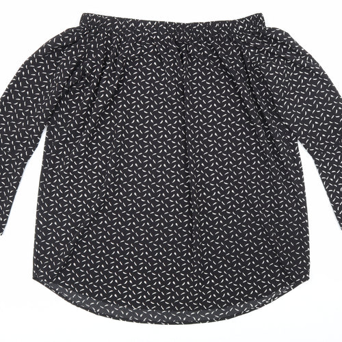 Boohoo Womens Black Geometric Polyester Basic Blouse Size 12 Off the Shoulder - Bardot