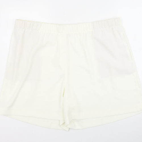 Marks and Spencer Womens Ivory Polyester Sweat Shorts Size 22 Regular Pull On