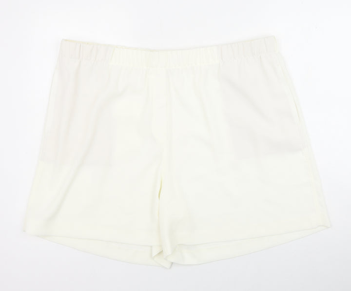 Marks and Spencer Womens Ivory Polyester Sweat Shorts Size 22 Regular Pull On