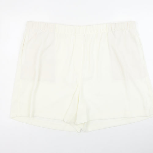 Marks and Spencer Womens Ivory Polyester Sweat Shorts Size 24 Regular Pull On