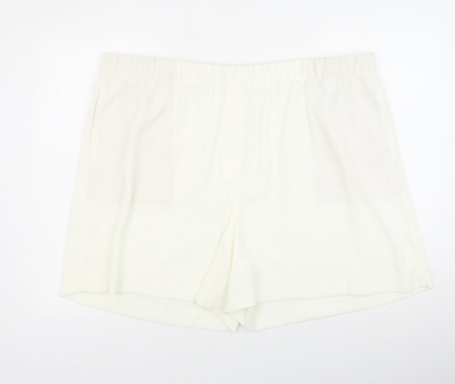 Marks and Spencer Womens Ivory Polyester Sweat Shorts Size 24 Regular Pull On