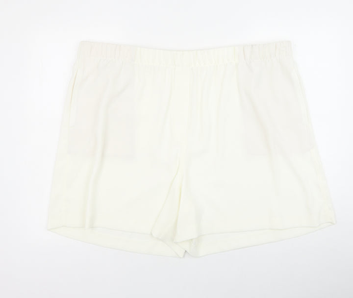 Marks and Spencer Womens Ivory Polyester Sweat Shorts Size 24 Regular Pull On
