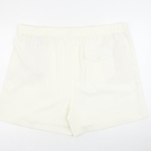 Marks and Spencer Womens Ivory Polyester Sweat Shorts Size 24 Regular Pull On
