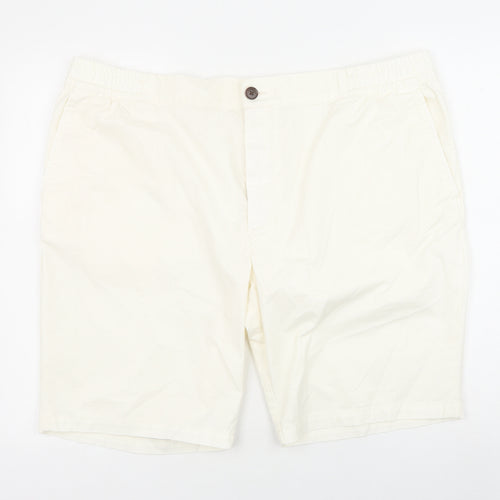 Marks and Spencer Womens White Cotton Chino Shorts Size 2XL Regular Zip