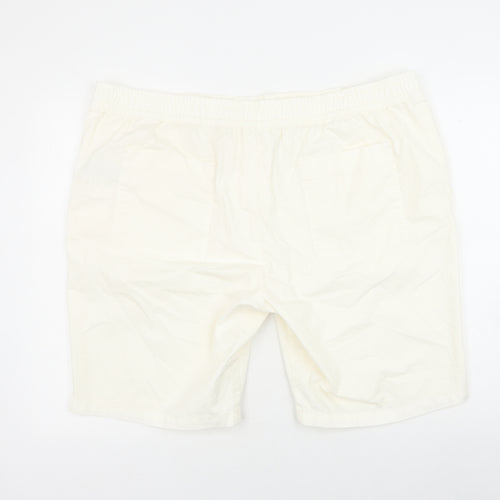 Marks and Spencer Womens White Cotton Chino Shorts Size 2XL Regular Zip