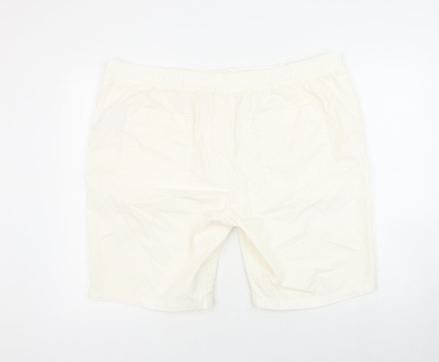 Marks and Spencer Womens White Cotton Chino Shorts Size 2XL Regular Zip