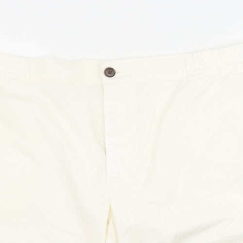 Marks and Spencer Womens White Cotton Chino Shorts Size 2XL Regular Zip