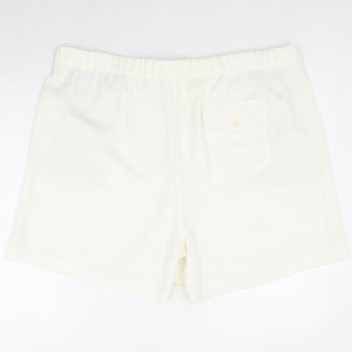 Marks and Spencer Womens Ivory Polyester Sweat Shorts Size 24 Regular Zip
