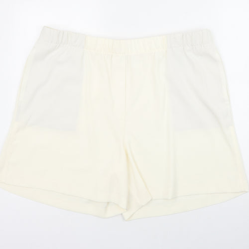 Marks and Spencer Womens Ivory Polyester Sweat Shorts Size 20 Regular Pull On