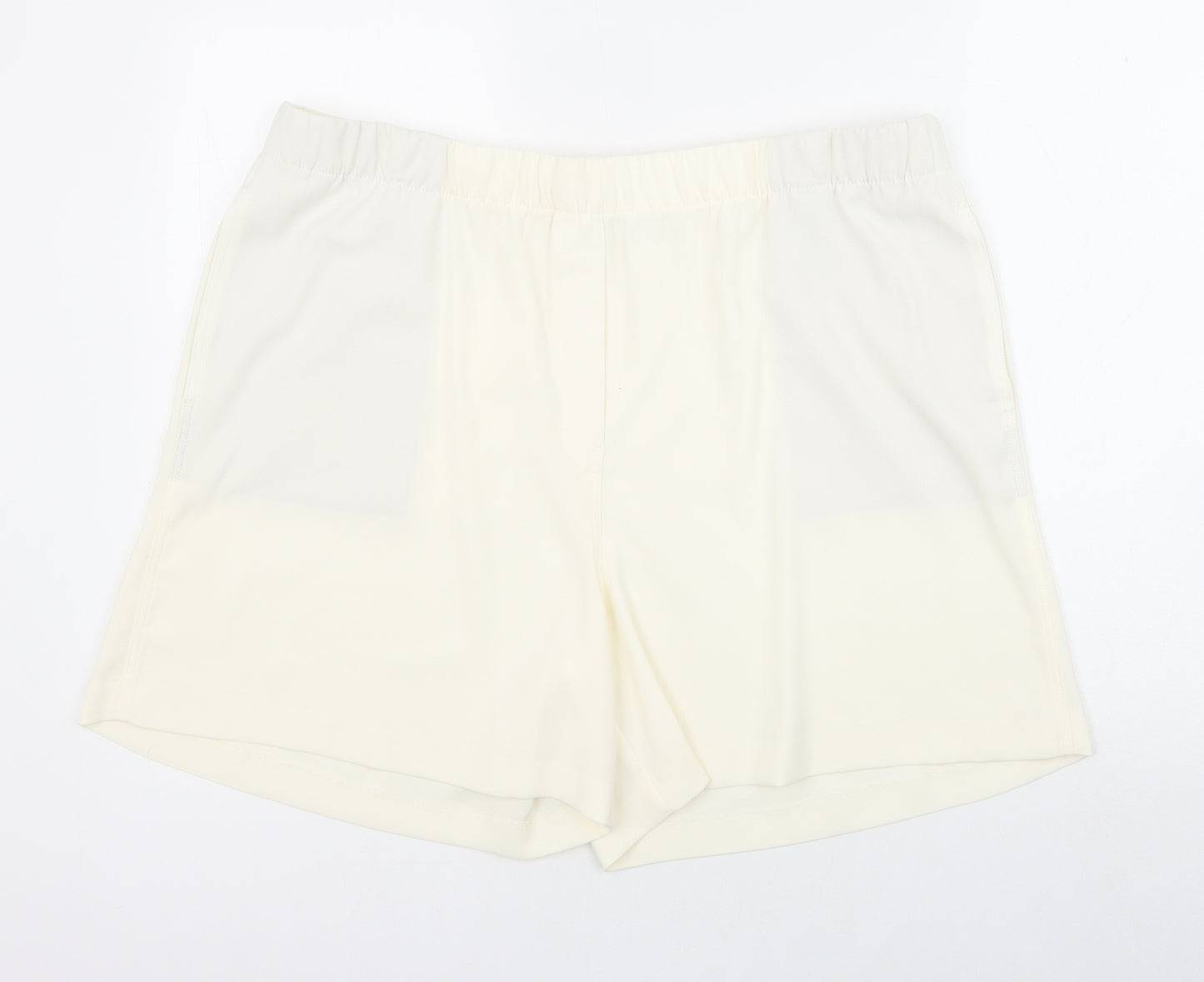 Marks and Spencer Womens Ivory Polyester Sweat Shorts Size 20 Regular Pull On