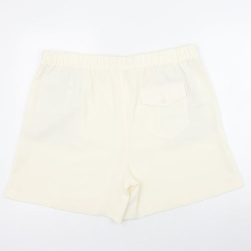 Marks and Spencer Womens Ivory Polyester Sweat Shorts Size 20 Regular Pull On
