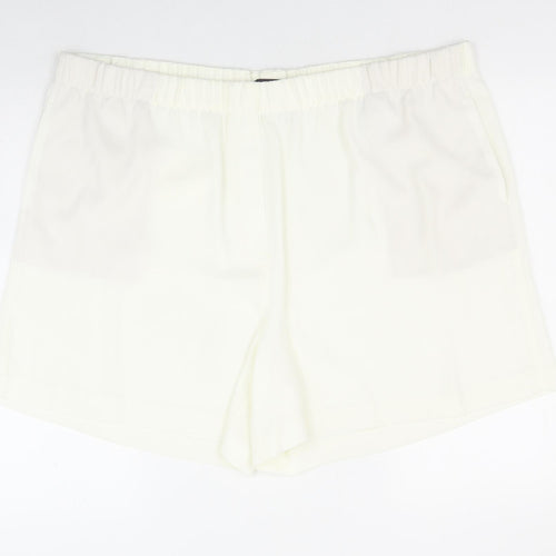 Marks and Spencer Womens Ivory Polyester Sweat Shorts Size 20 Regular Pull On