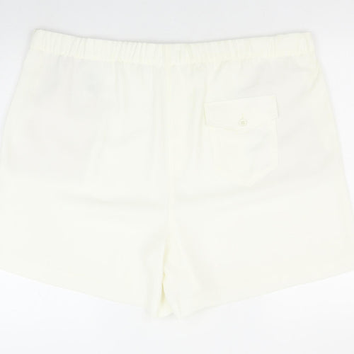 Marks and Spencer Womens Ivory Polyester Sweat Shorts Size 20 Regular Pull On