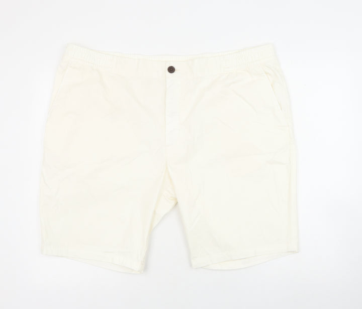 Marks and Spencer Womens Ivory Cotton Bermuda Shorts Size 2XL Regular Zip