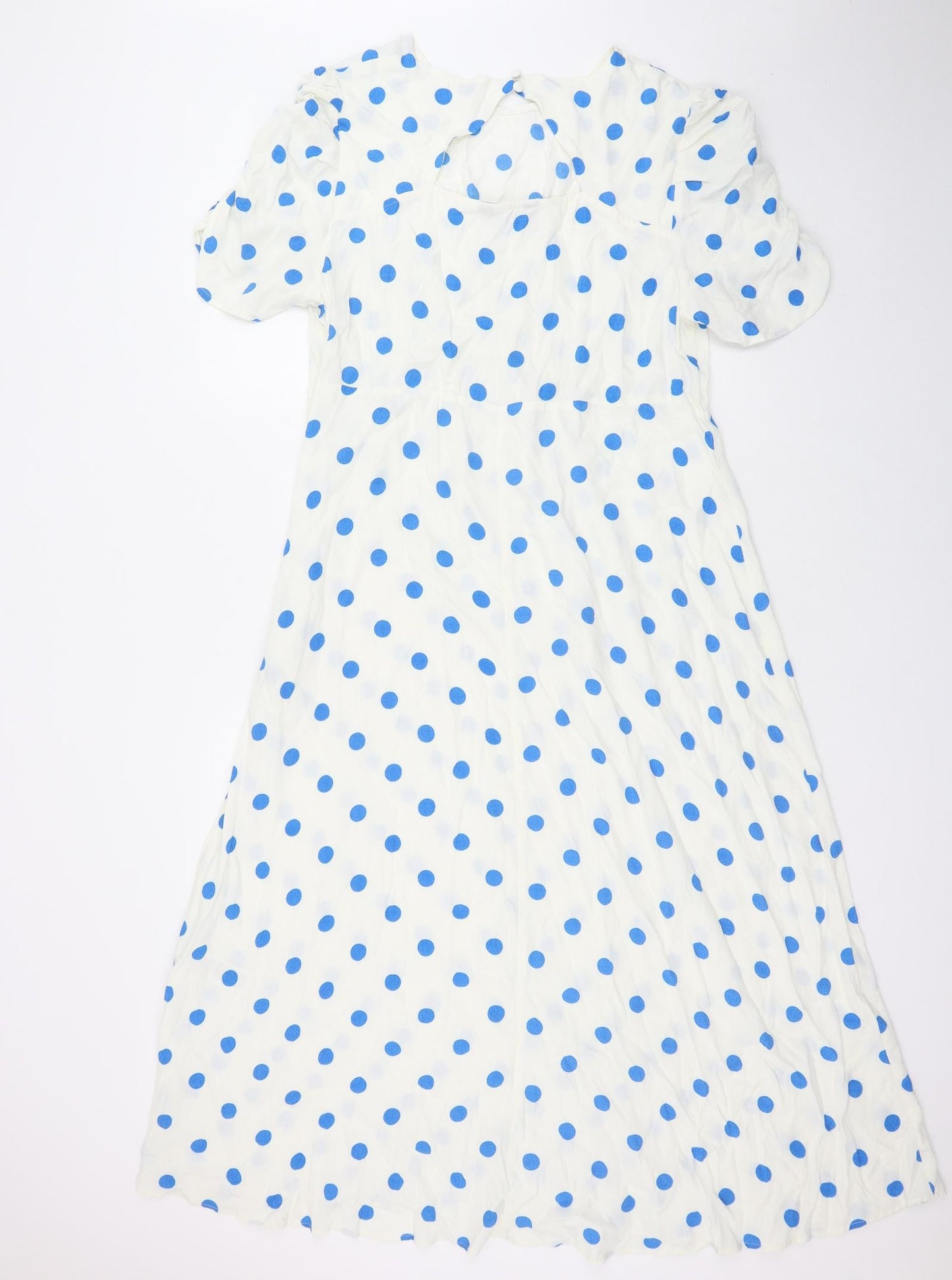 Marks and Spencer Womens Silver Polka Dot Viscose A-Line Size 18 Boat Neck Button