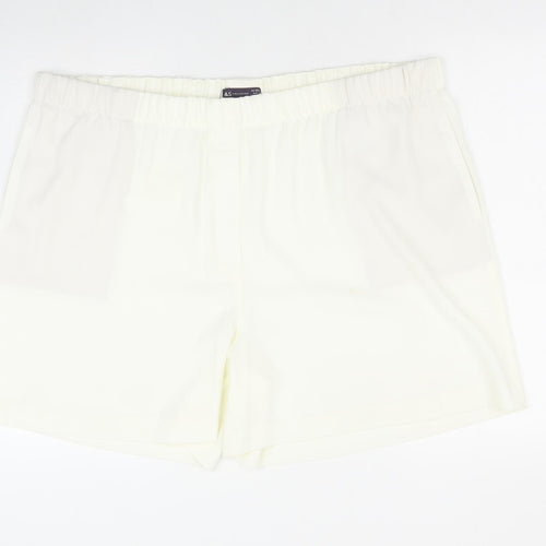 Marks and Spencer Womens Ivory Polyester Sweat Shorts Size 24 Regular Zip
