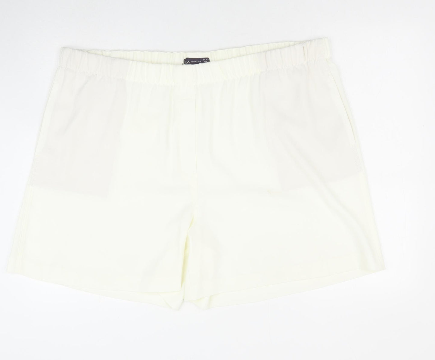 Marks and Spencer Womens Ivory Polyester Sweat Shorts Size 24 Regular Zip