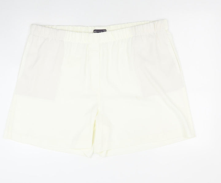 Marks and Spencer Womens Ivory Polyester Sweat Shorts Size 24 Regular Zip