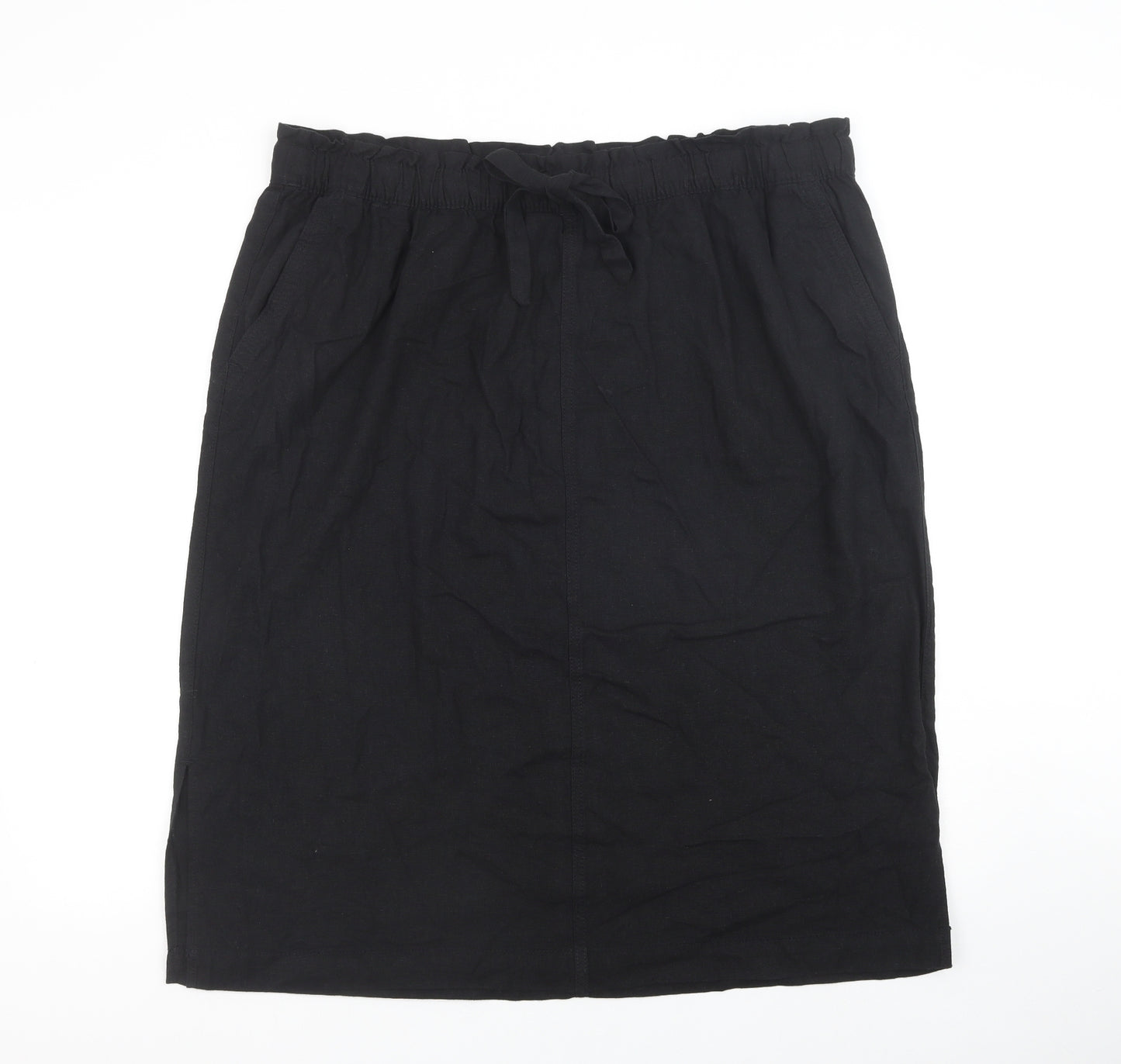 Marks and Spencer Womens Black Flax Straight & Pencil Skirt Size 22 Drawstring