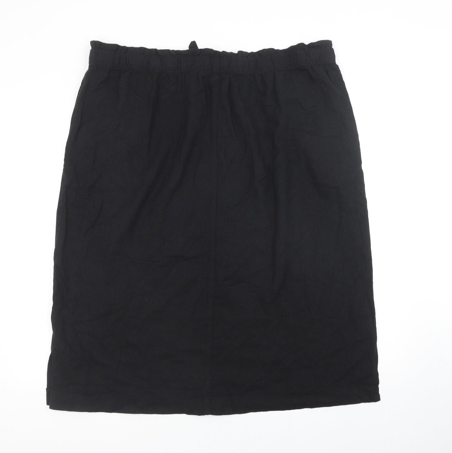 Marks and Spencer Womens Black Flax Straight & Pencil Skirt Size 22 Drawstring