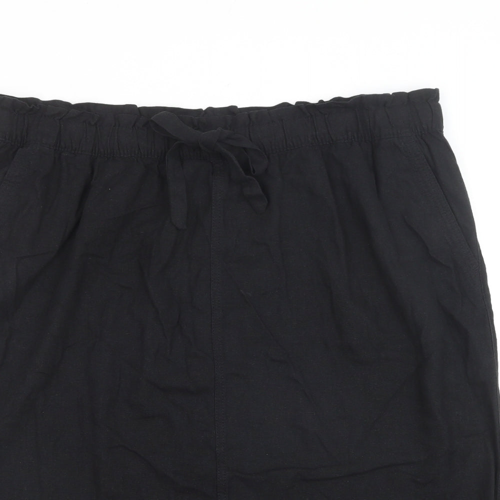 Marks and Spencer Womens Black Flax Straight & Pencil Skirt Size 22 Drawstring