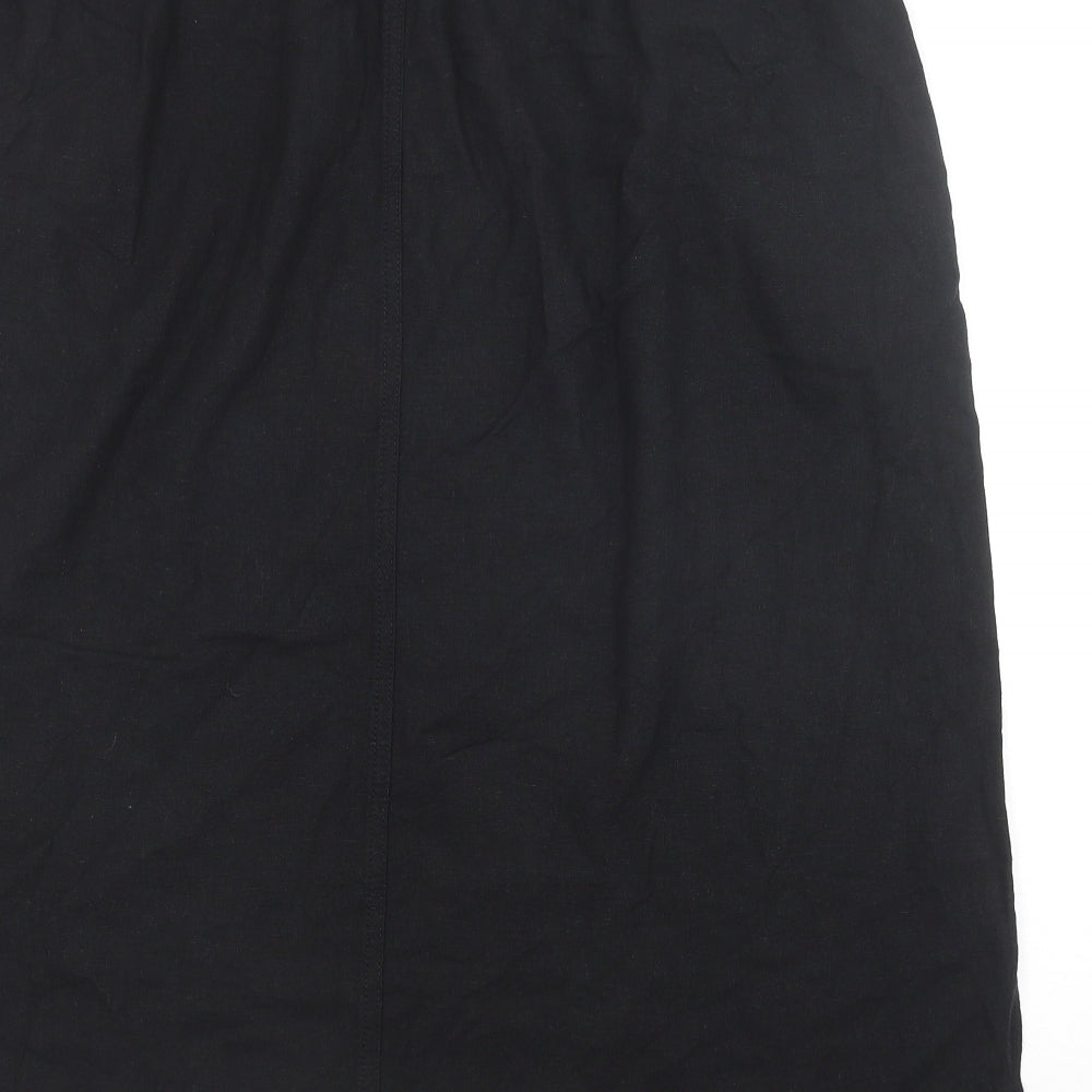Marks and Spencer Womens Black Flax Straight & Pencil Skirt Size 22 Drawstring