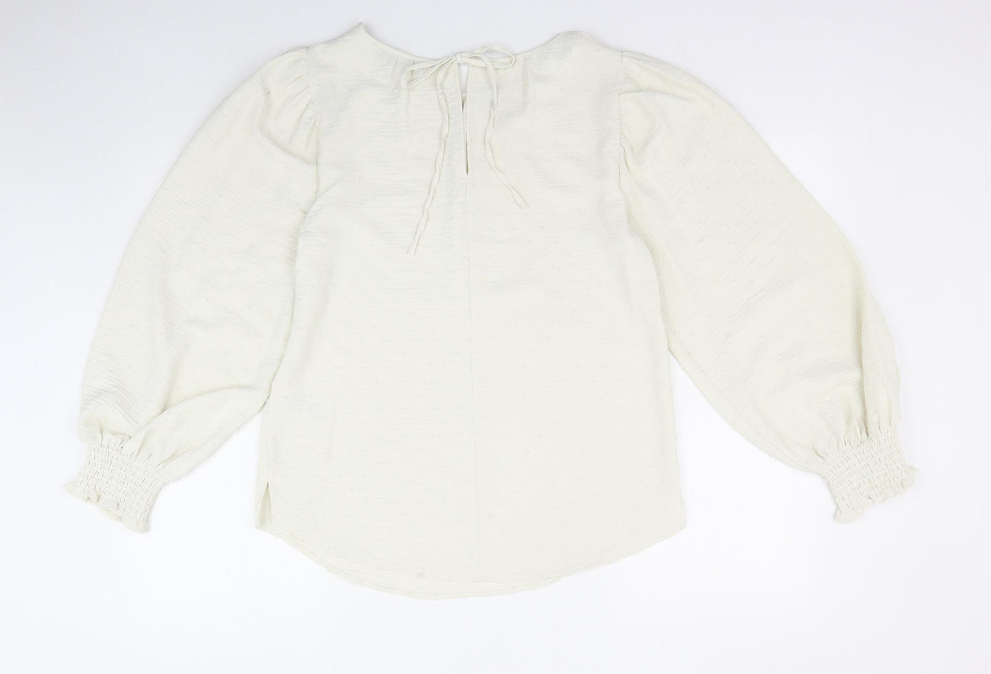 Marks and Spencer Womens Ivory Polyester Basic Blouse Size 6 Round Neck