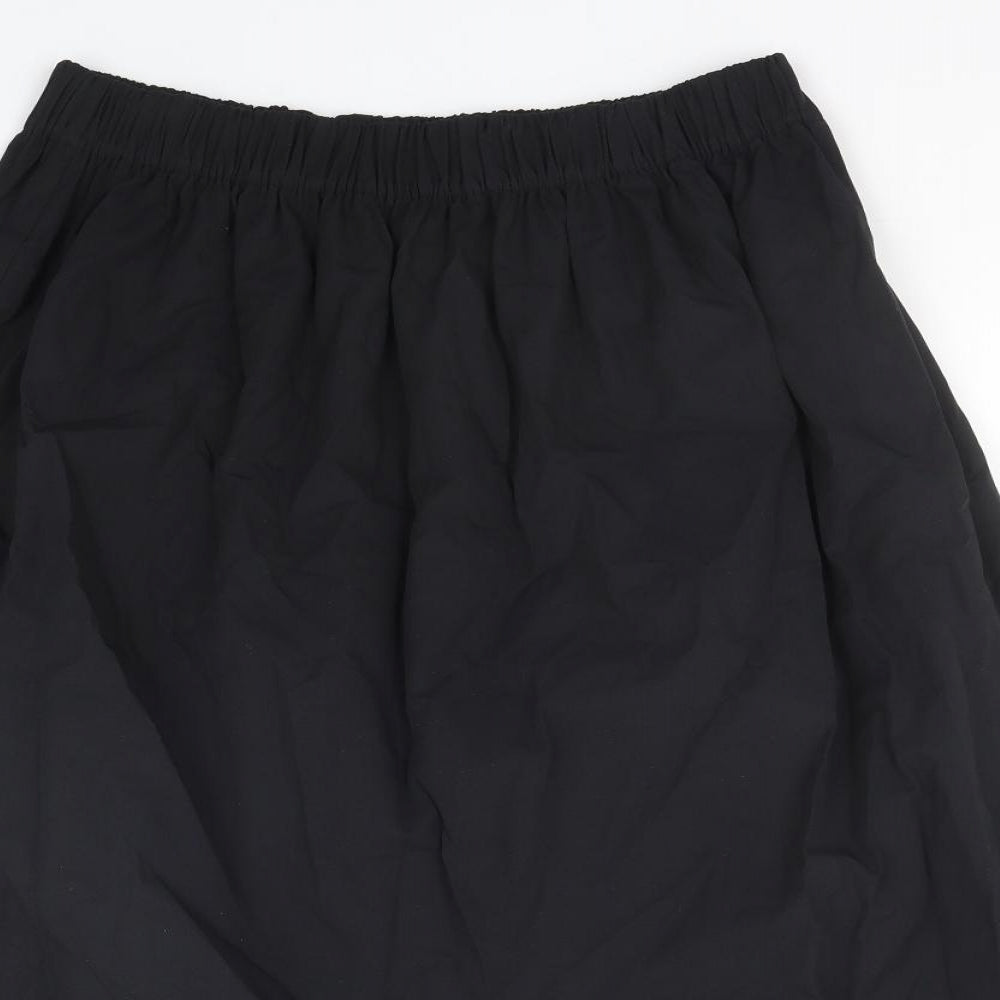 Marks and Spencer Womens Black Cotton Swing Skirt Size 14