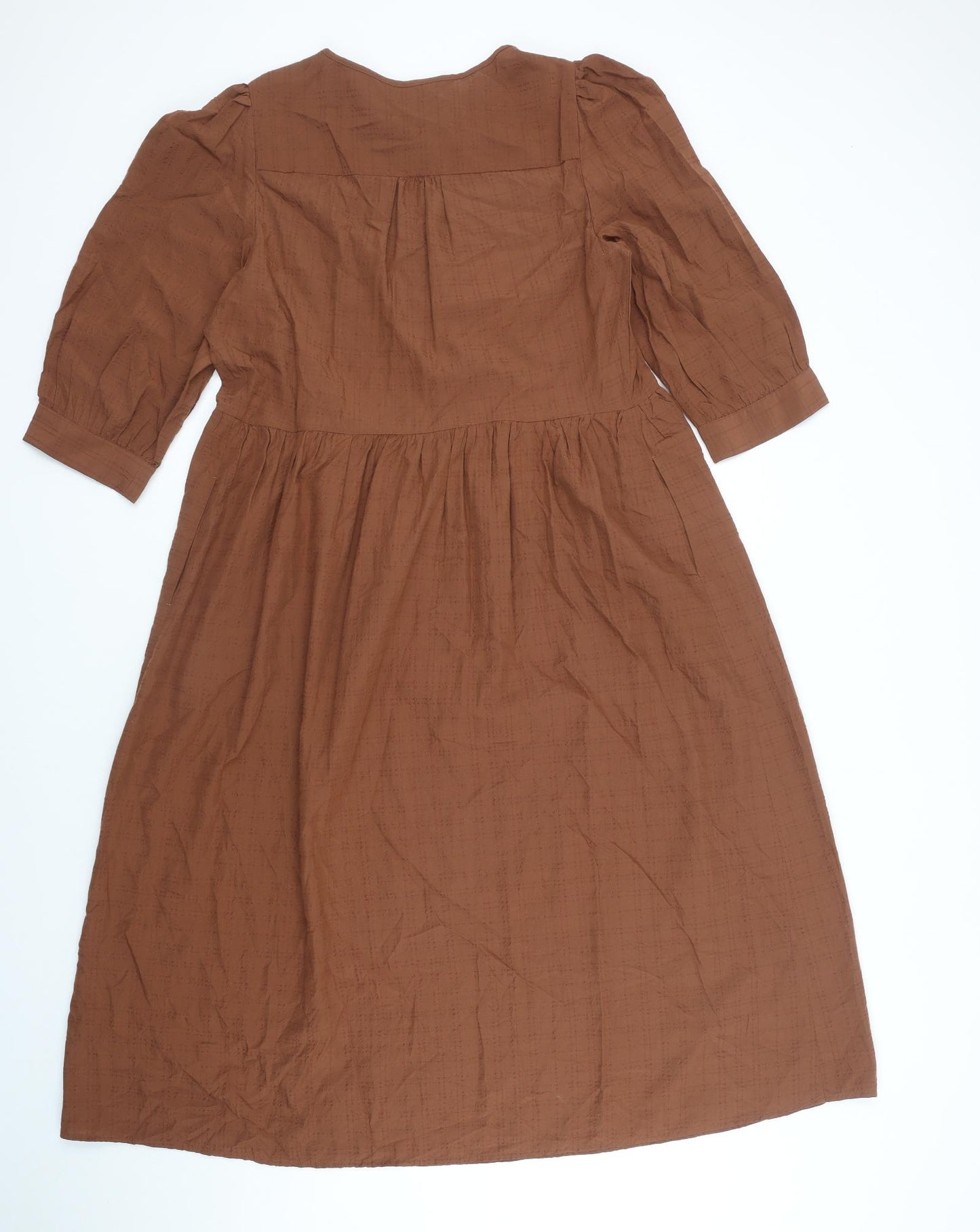 Marks and Spencer Womens Brown Modal A-Line Size 12 V-Neck Tie