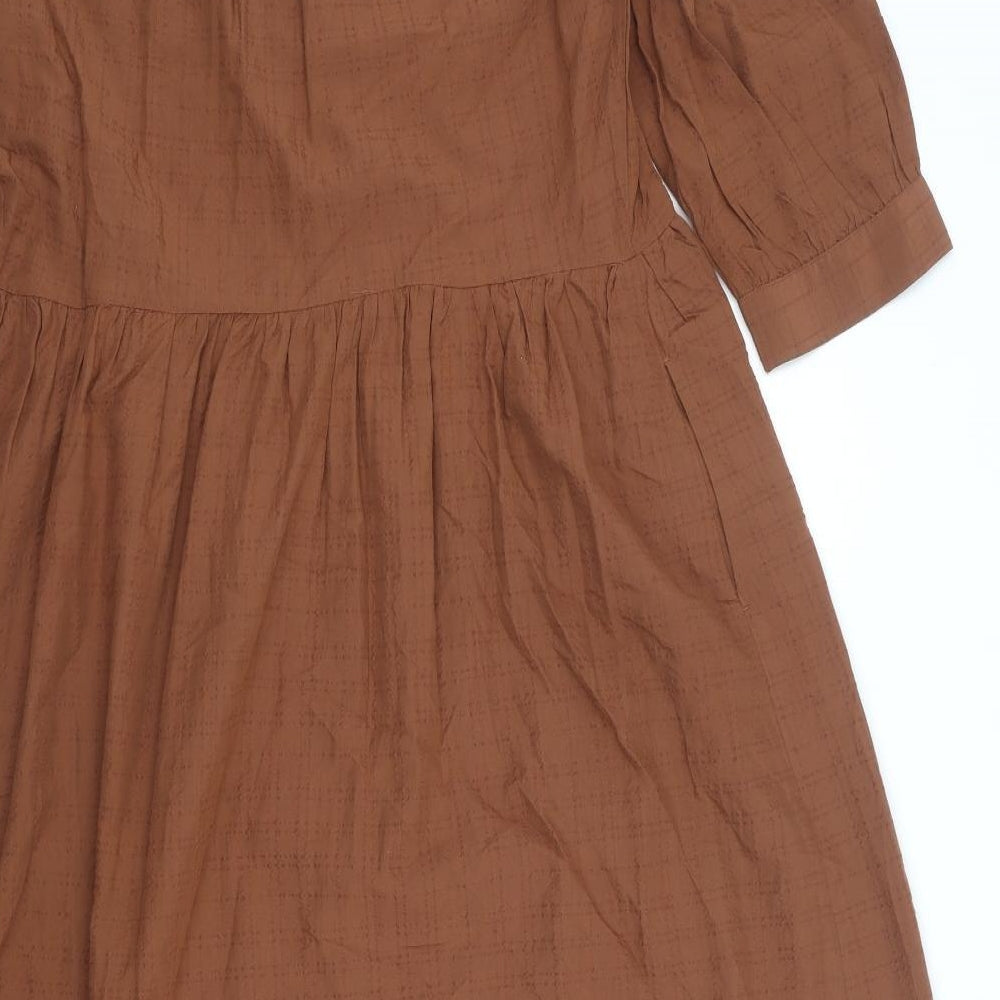 Marks and Spencer Womens Brown Modal A-Line Size 12 V-Neck Tie