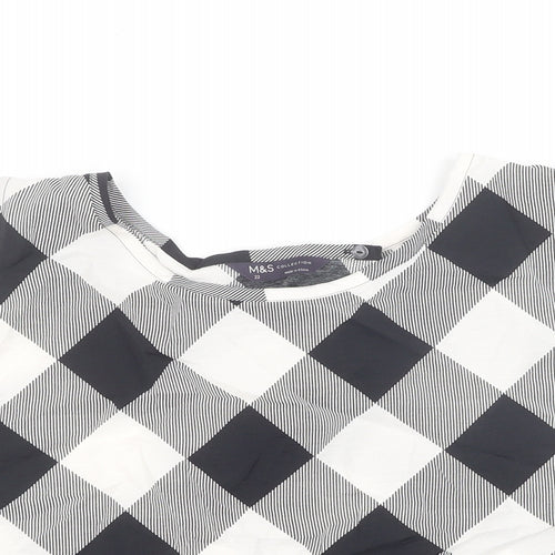 Marks and Spencer Womens Black Check Viscose Cropped Tank Size 22 Scoop Neck