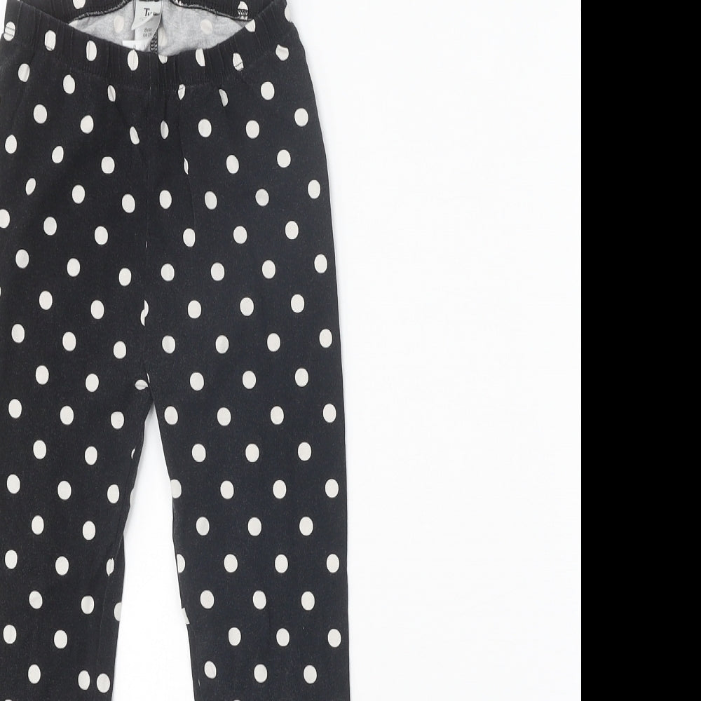 TU Girls Black Spotted Cotton Jogger Trousers Size 8 Years Regular Pullover