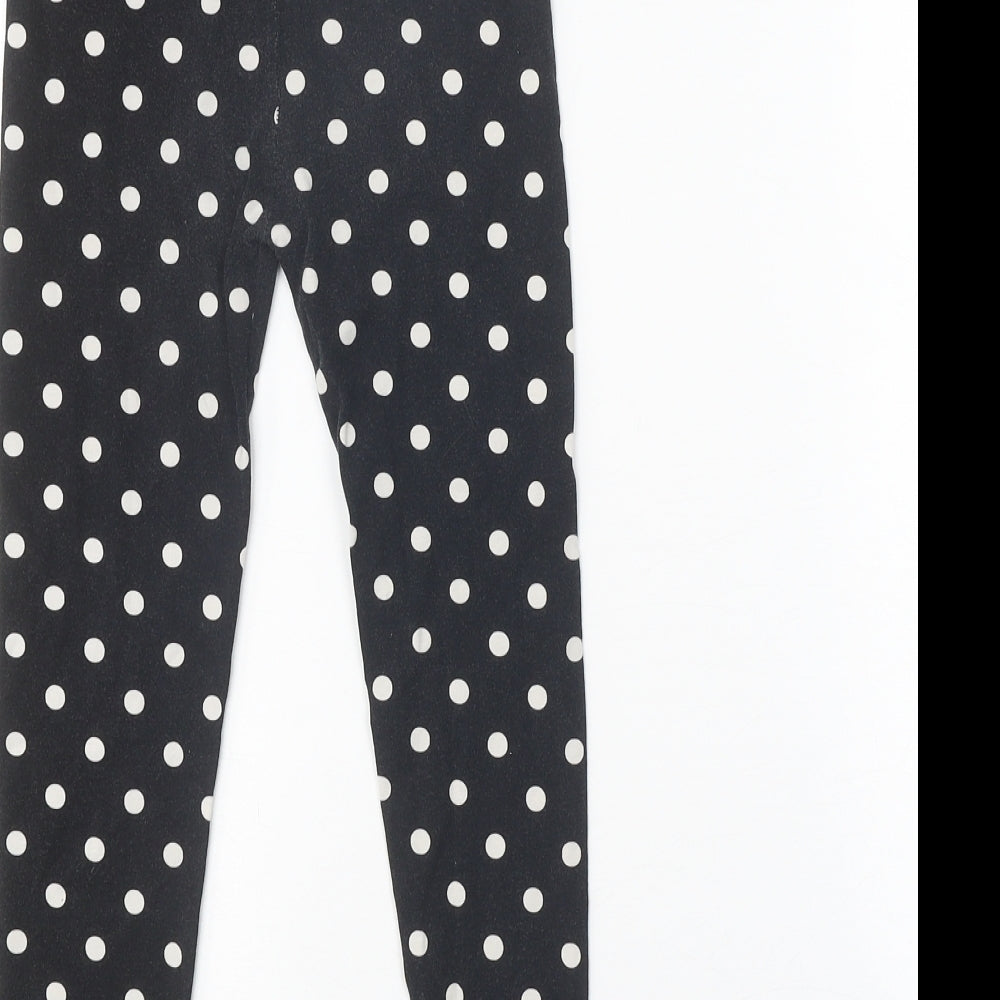 TU Girls Black Spotted Cotton Jogger Trousers Size 8 Years Regular Pullover