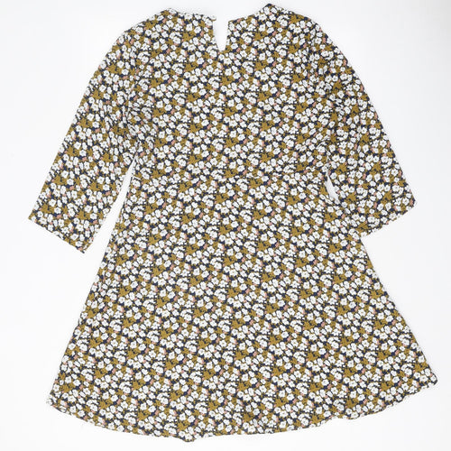 Goldie Womens Multicoloured Floral Polyester A-Line Size S Boat Neck Zip