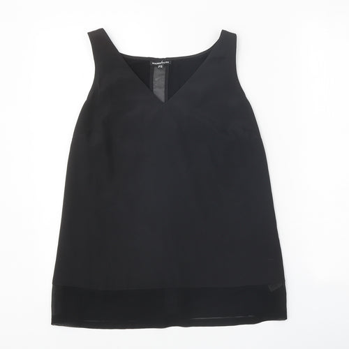 Warehouse Womens Black Polyester Basic Tank Size 12 V-Neck