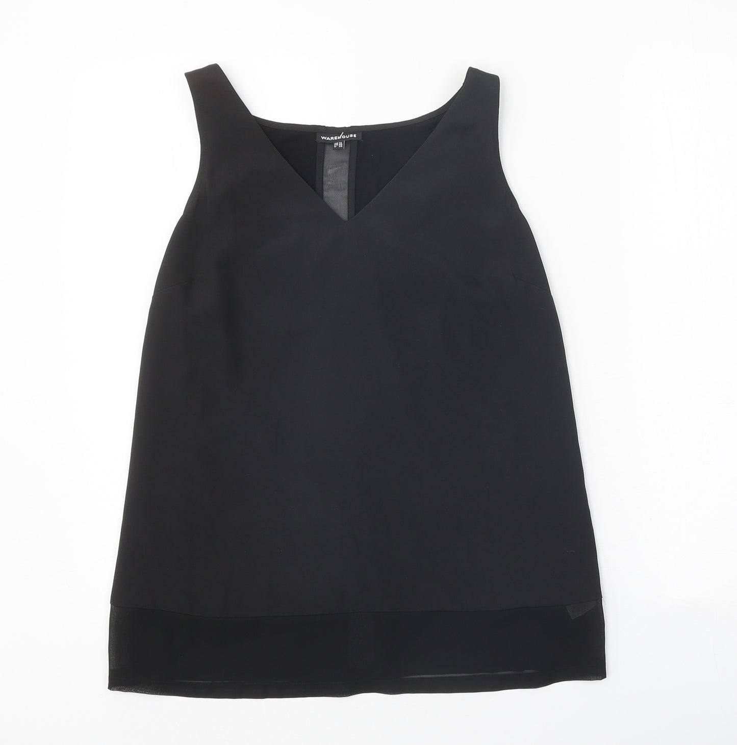 Warehouse Womens Black Polyester Basic Tank Size 12 V-Neck
