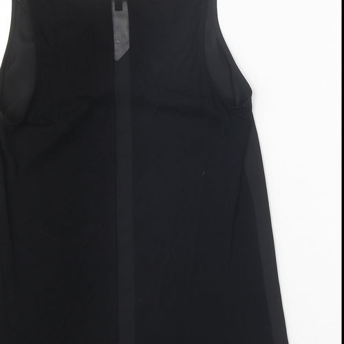 Warehouse Womens Black Polyester Basic Tank Size 12 V-Neck