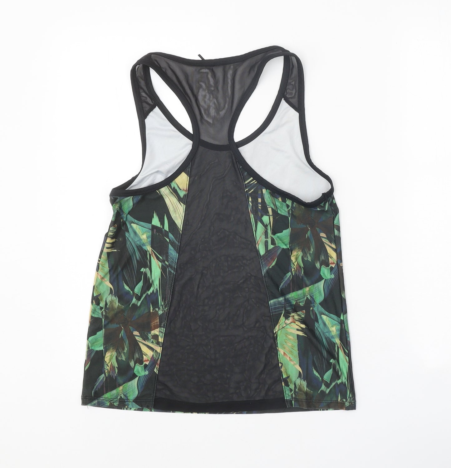 Primark Womens Green Geometric Polyester Basic Tank Size 10 Scoop Neck Pullover - Leaf Print Racerback