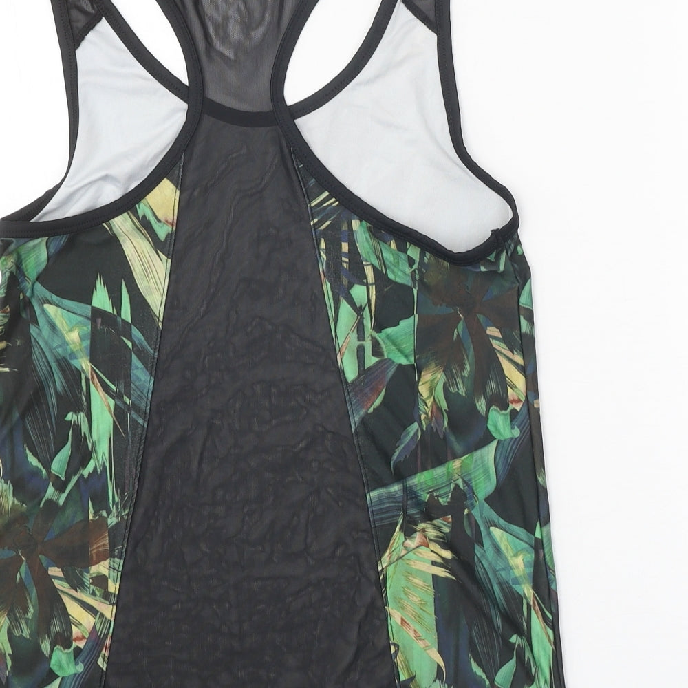 Primark Womens Green Geometric Polyester Basic Tank Size 10 Scoop Neck Pullover - Leaf Print Racerback