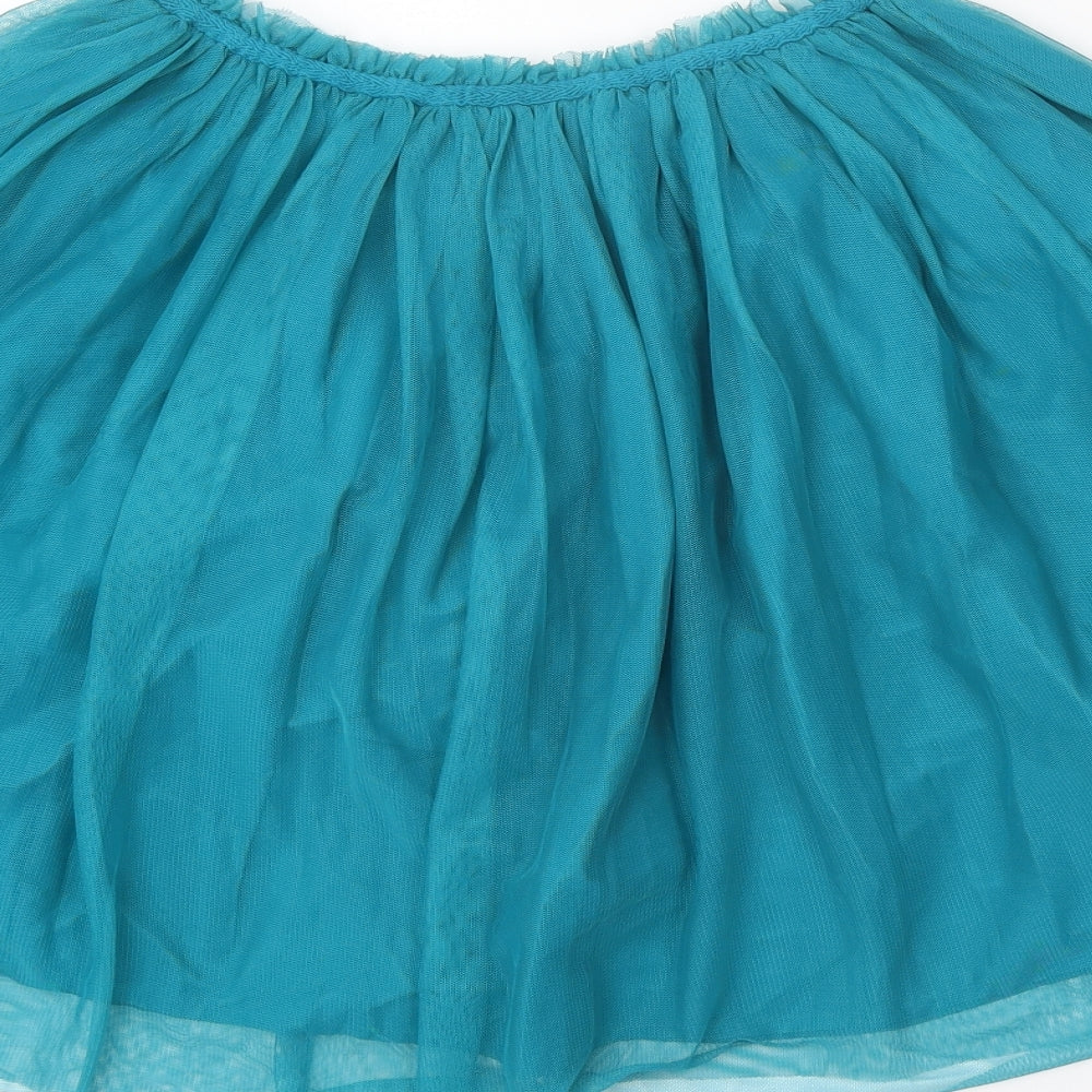 Marks and Spencer Girls Blue Polyester A-Line Skirt Size 13-14 Years Regular Pull On