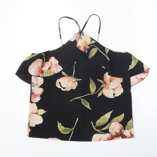AX Paris Womens Black Floral Polyester Basic Tank Size 8 Halter