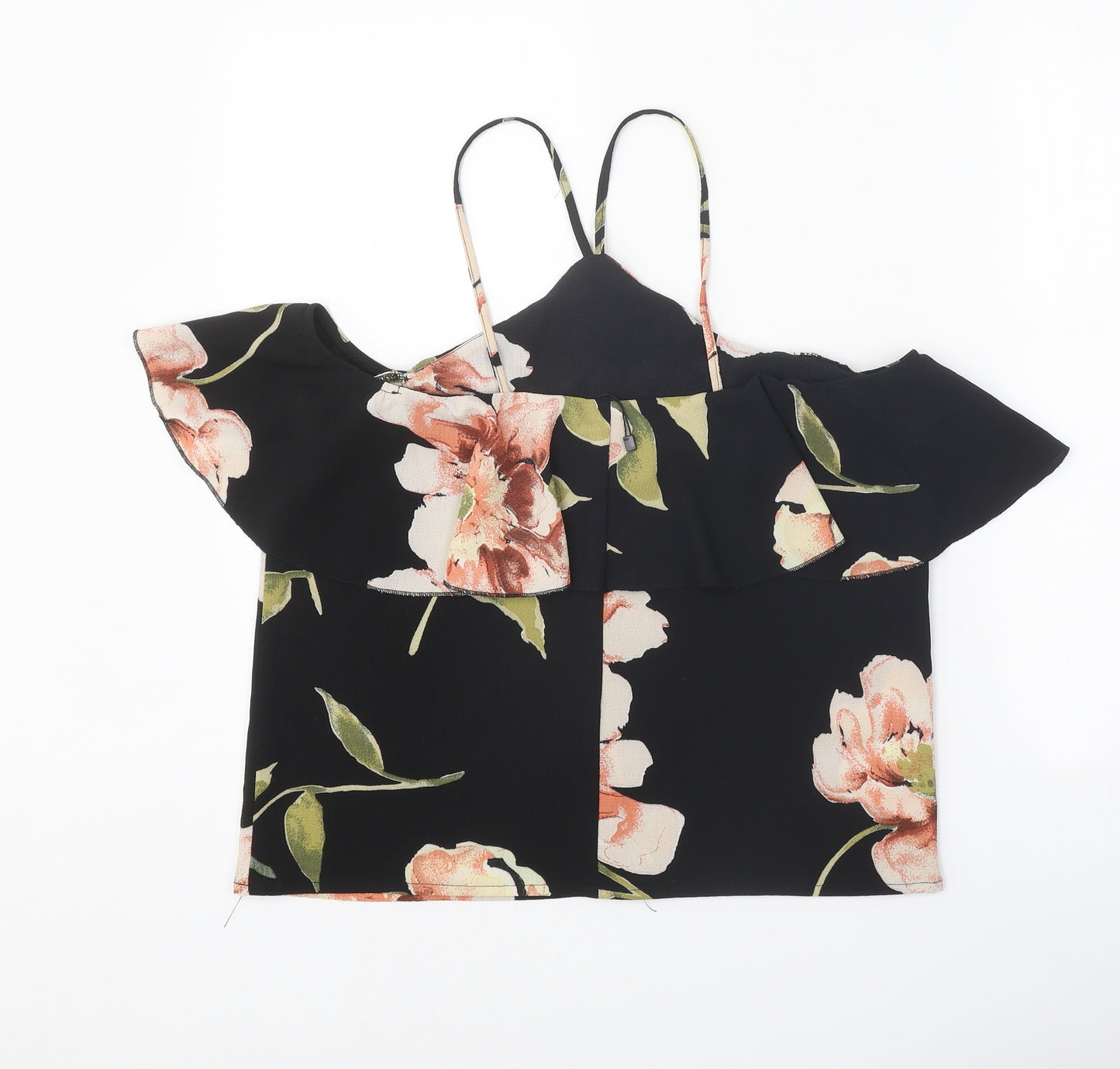 AX Paris Womens Black Floral Polyester Basic Tank Size 8 Halter