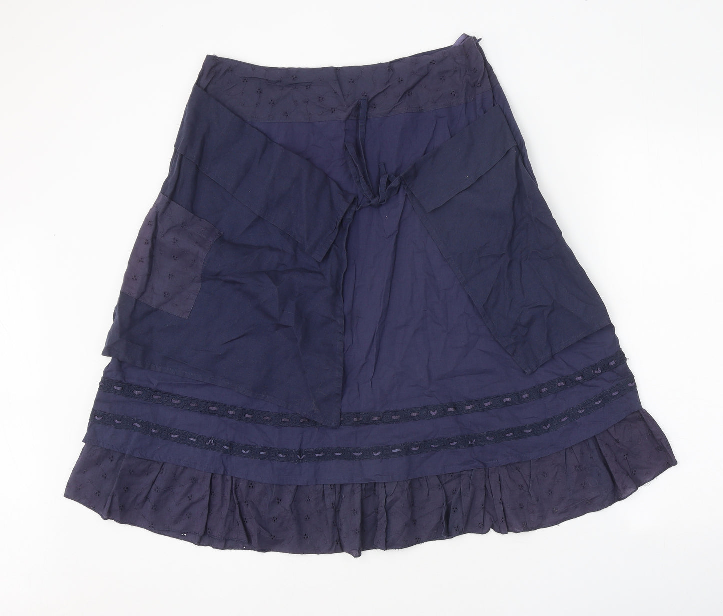 Preworn Womens Blue Geometric Cotton Peasant Skirt Size 14 Zip