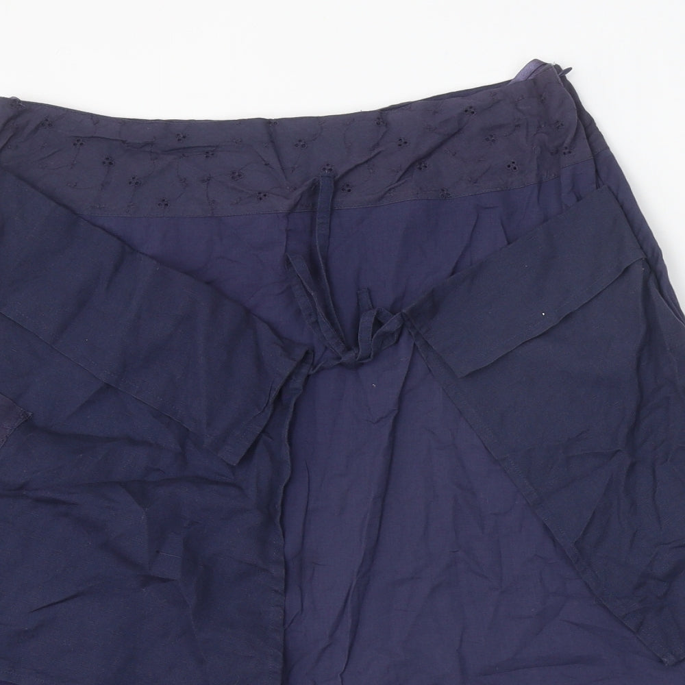 Preworn Womens Blue Geometric Cotton Peasant Skirt Size 14 Zip