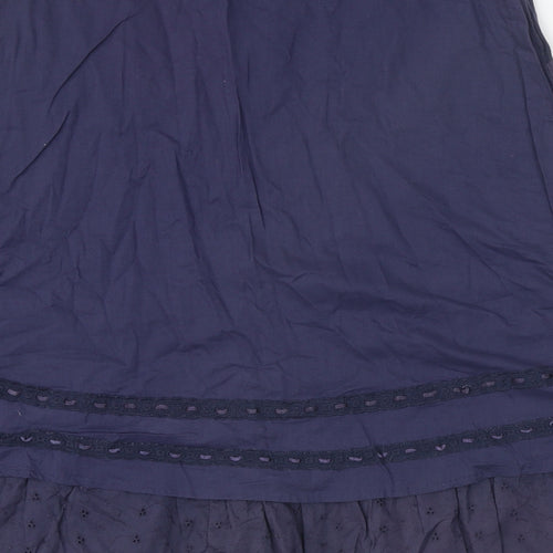Preworn Womens Blue Geometric Cotton Peasant Skirt Size 14 Zip