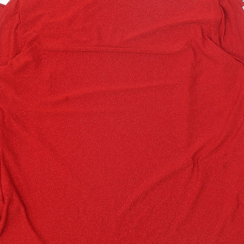Klass Womens Red Polyester Basic Blouse Size S Boat Neck - Cold Shoulder Bell Sleeve