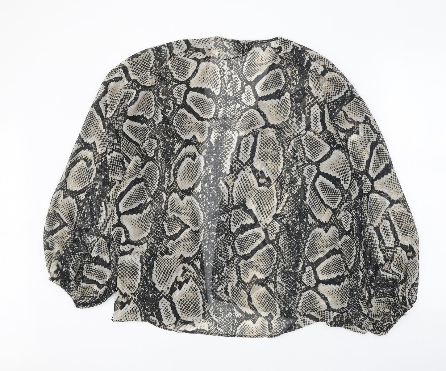 Topshop Womens Black Animal Print Polyester Kimono Blouse Size 8 V-Neck - Snake Skin Print