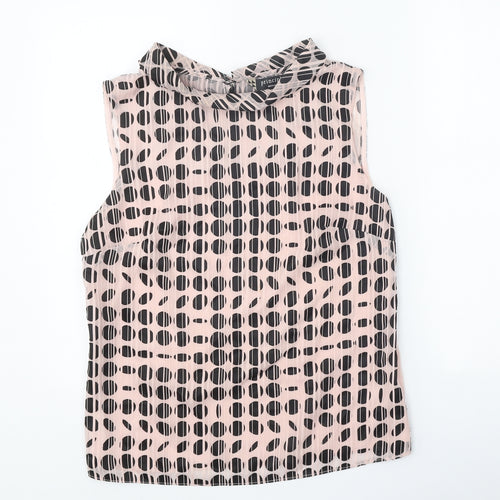 Principles Womens Pink Geometric Polyester Basic Blouse Size 14 Cowl Neck